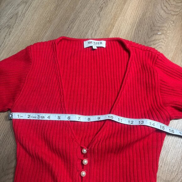 Musier Paris Clarisse Clara Cardigan sweater in red size 40 US 8 S M shrunken - Picture 9 of 14